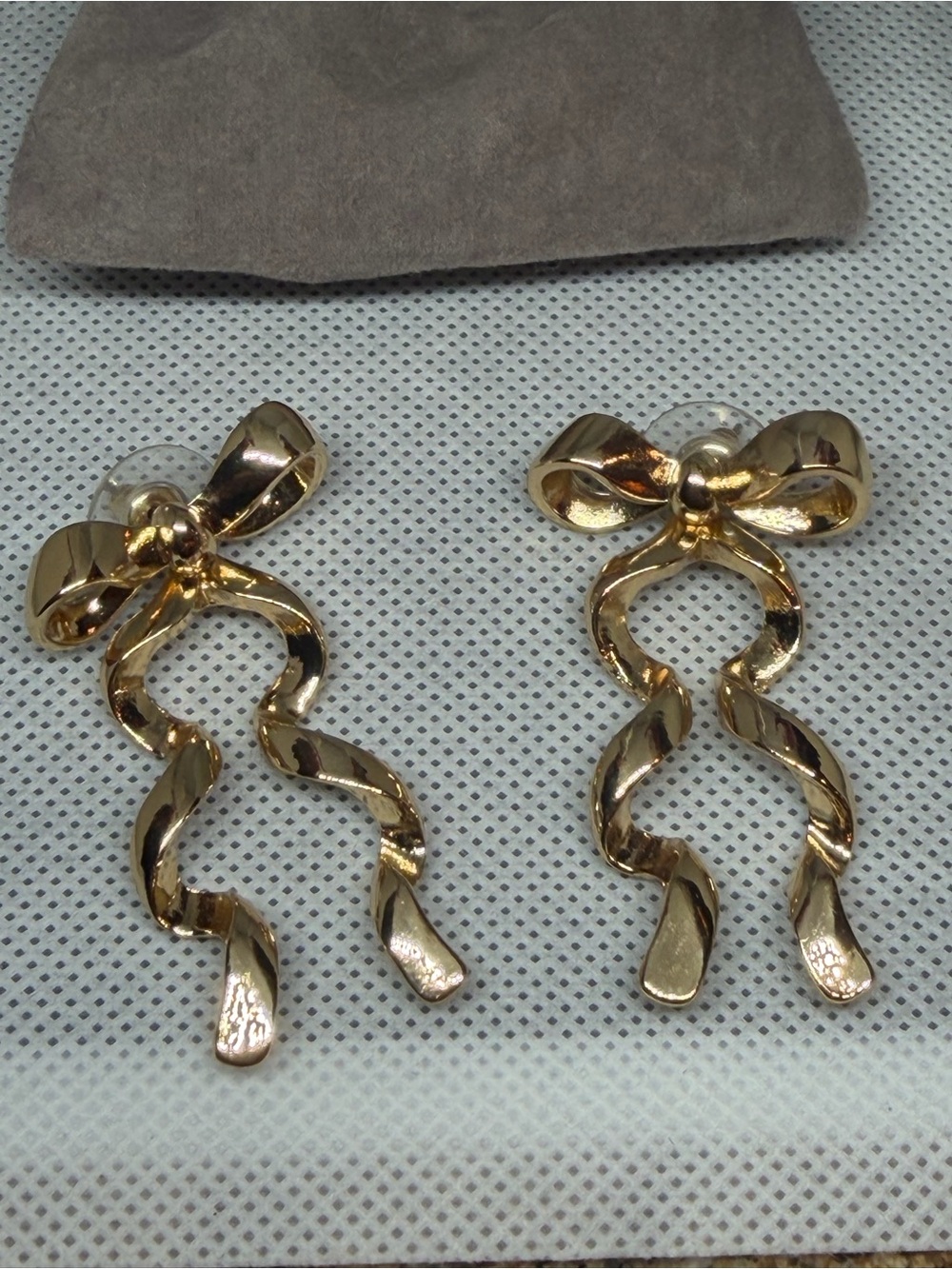 Gold Bow Dangle Earrings - Women Jewelry